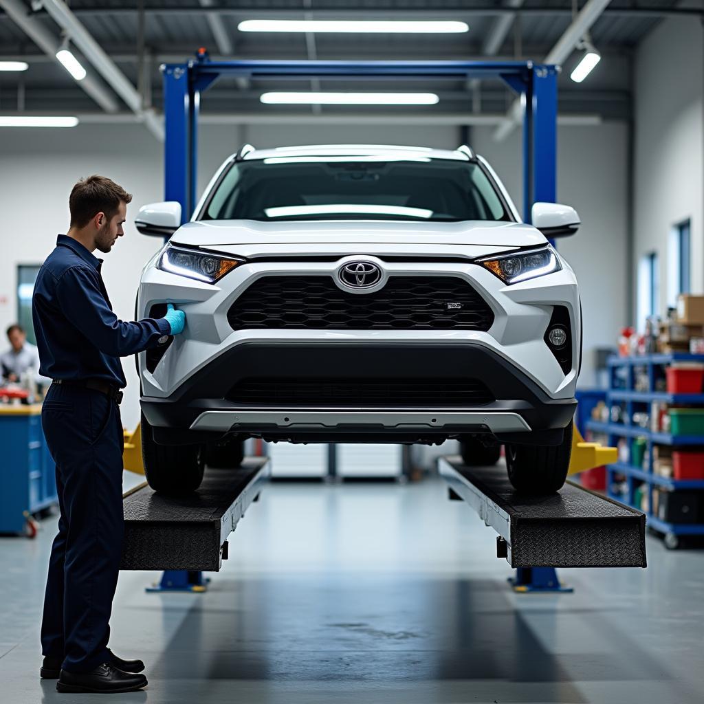 Toyota car being serviced