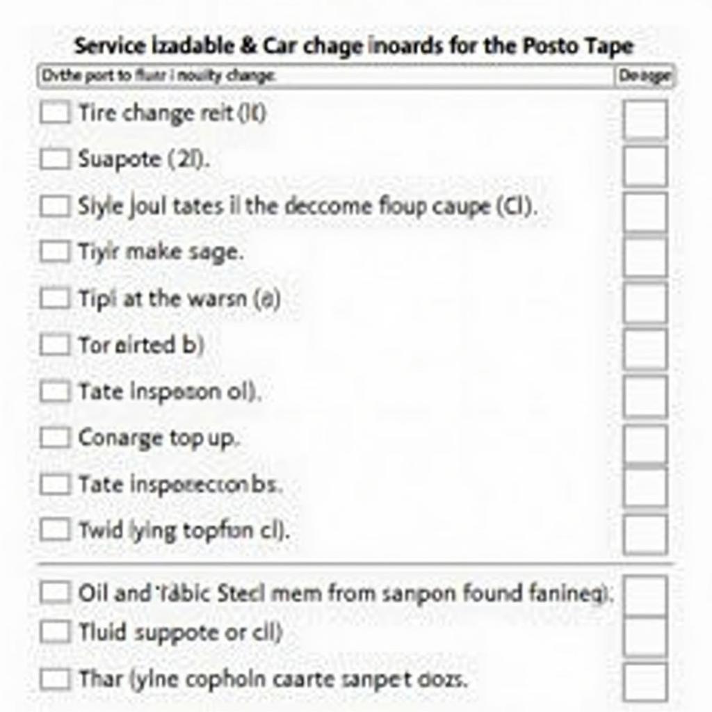 Toyota Service Checklist