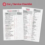 Car service checklist for Toyota Yaris