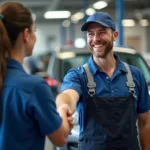 Mechanic shaking hands with a customer