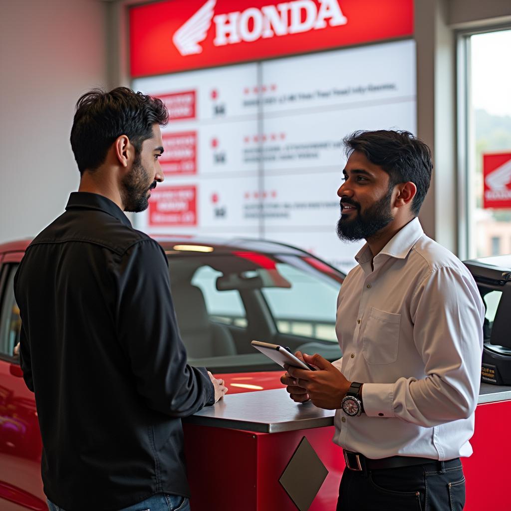 Customers Sharing Positive Reviews at a Honda Service Centre in Vadodara