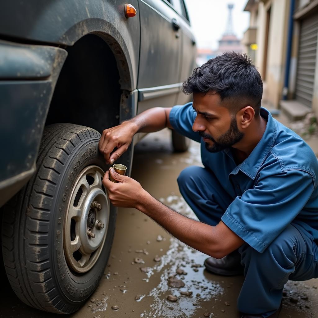 Varanasi Car Mechanic Performing Oil Change