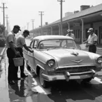 Workers Washing a Car in the 1960s