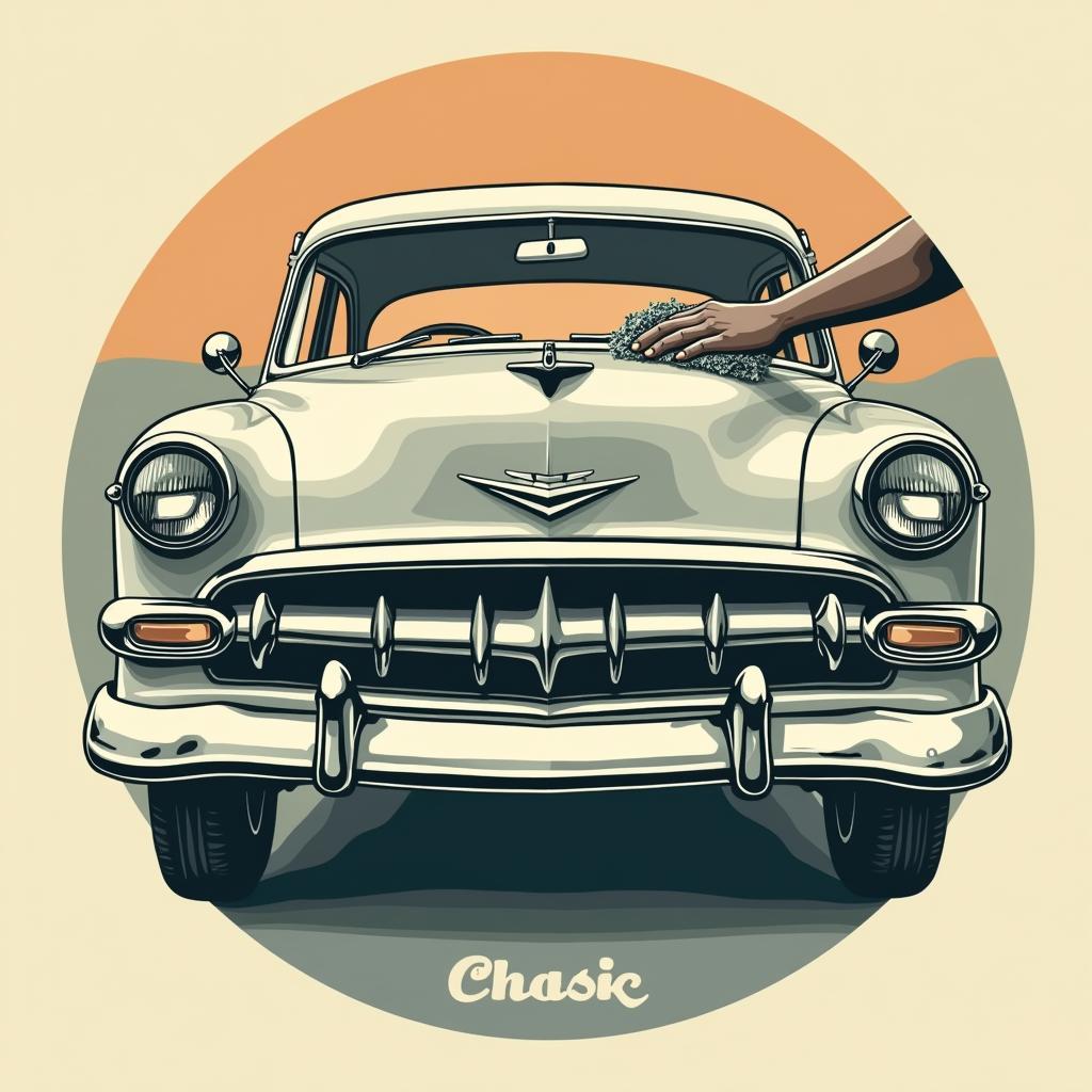 Vintage Car Wash Vector Illustration