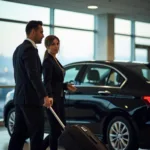 Professional Chauffeur Assisting Passenger at White Plains Airport