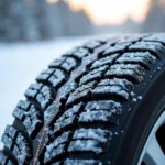 Close-up of Winter Tire Tread Pattern