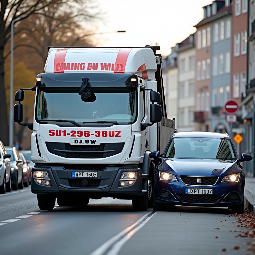 Tow Truck Arriving at Accident Scene in Zurich