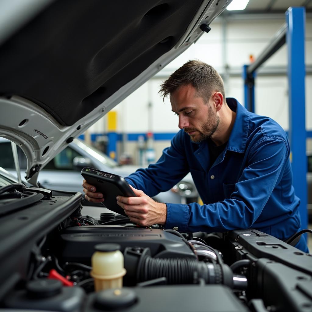 Mechanic Checking Engine in 810 Area