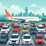 Various car rental options at an airport