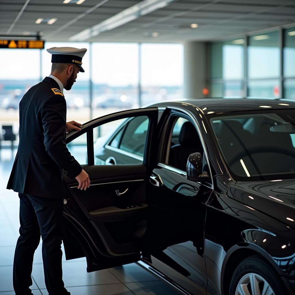 Professional Driver Assisting Passenger