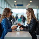 Customer picking up rental car at airport