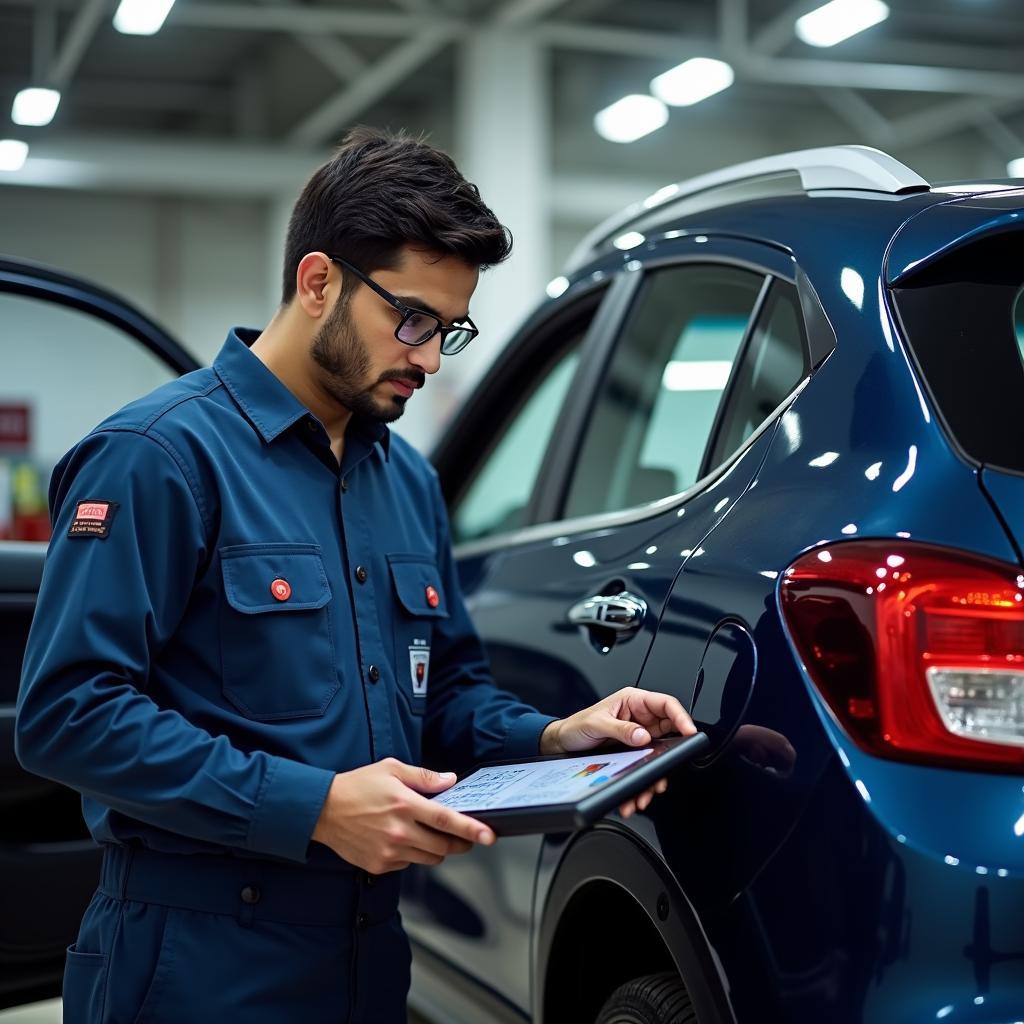 Amar Car Technician Performing Diagnostics