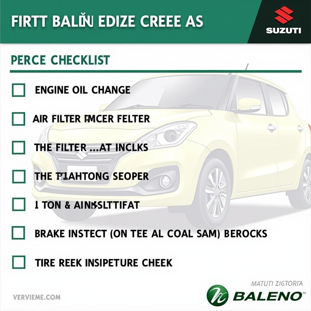 Baleno First Service Checklist