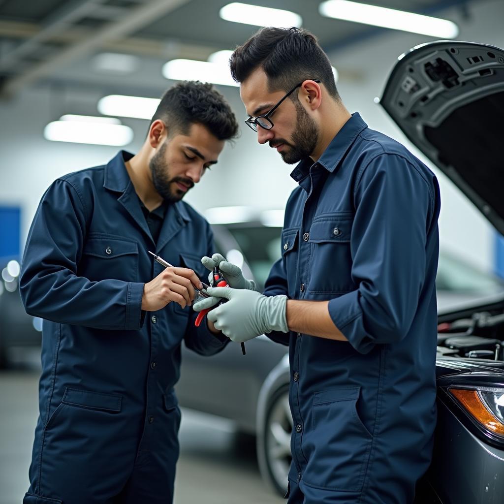 Certified Technicians Performing Car Repair in Bhiwadi