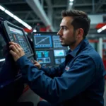 Bosch Car Service Technician in Sahibabad Diagnosing a Vehicle