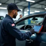 Bosch Car Service Technician in Miyapur Performing Diagnostics