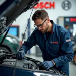 Bosch Car Service Technician Working on a Car