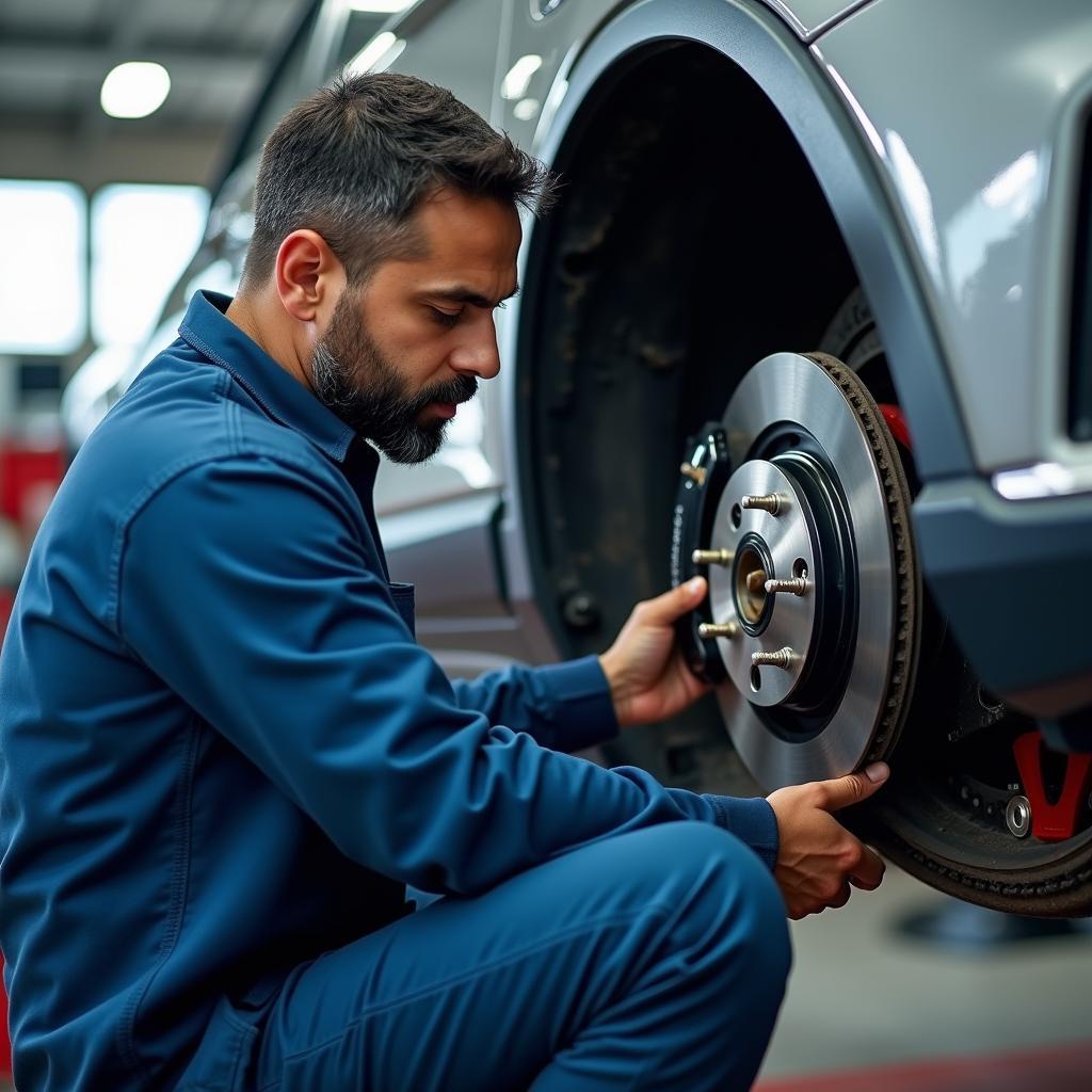 Bosch Certified Technician in Chennai Working on Car Brakes