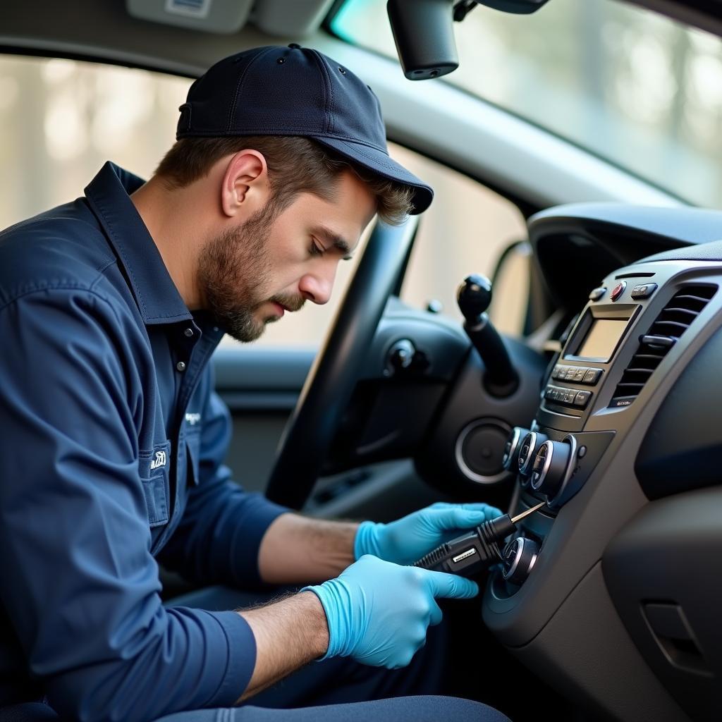 Car AC Repair Technician at Work