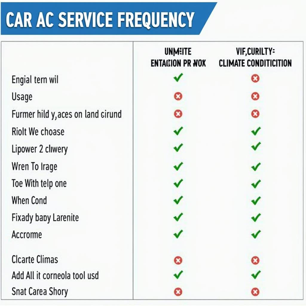 Car AC Service Frequency Chart