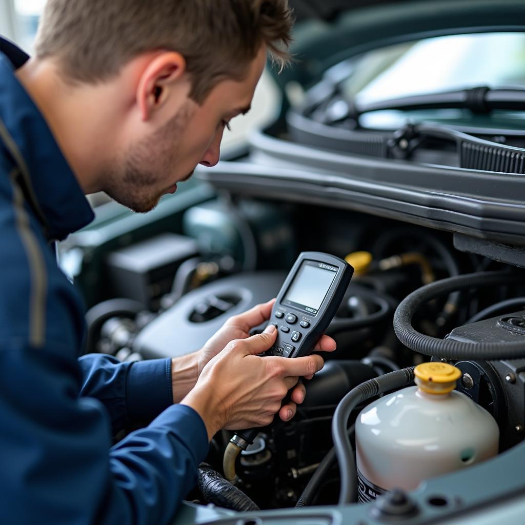 Technician Performing Car AC Service