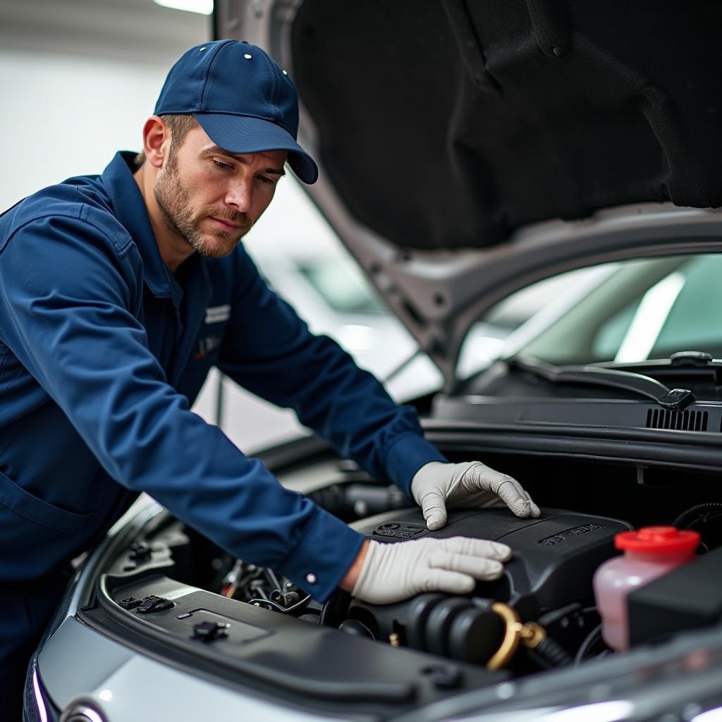 Car AC Service Technician at Work