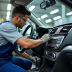 Car AC Service Technician Working on a Vehicle in Gurgaon