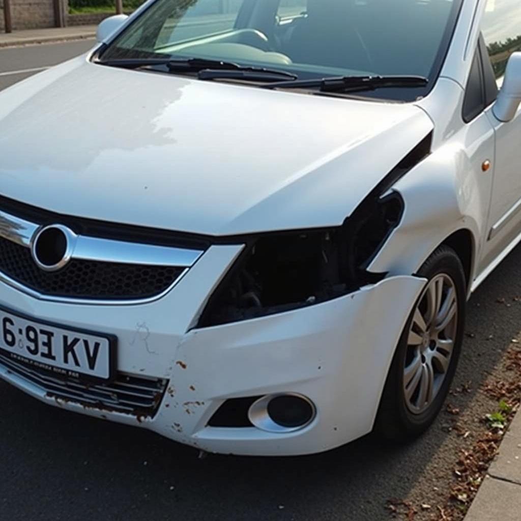 Damaged Car After an Accident in Derby