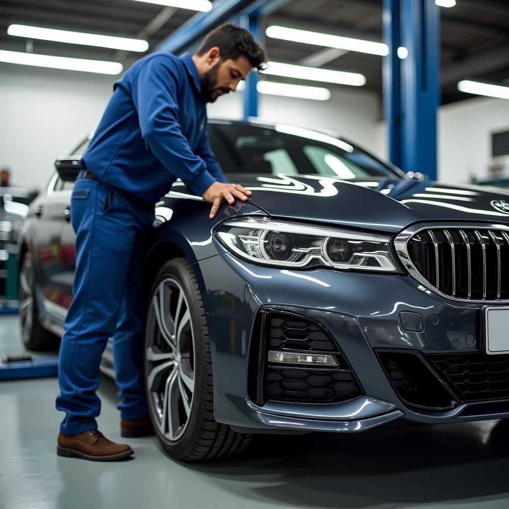 Car Being Serviced in a Garage