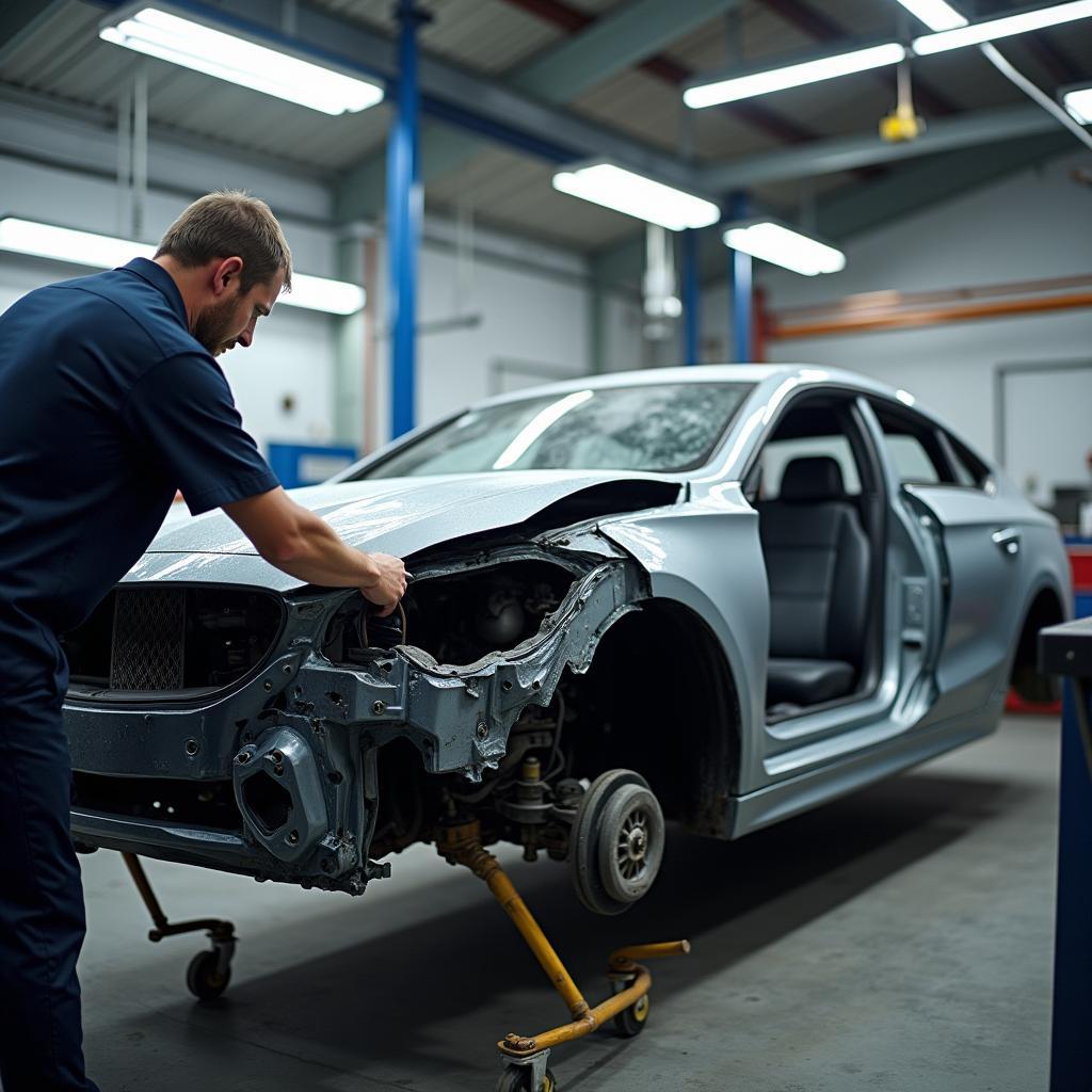 Car Body Repair: Extensive Collision Repair Process in a Workshop