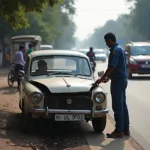 Car Breakdown Service Kolkata: Mechanic Assisting Driver