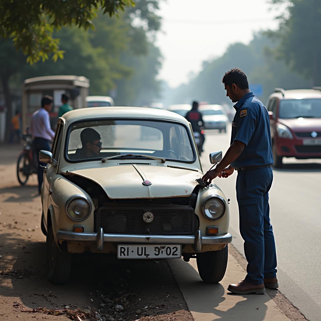 Car Breakdown Service Kolkata: Mechanic Assisting Driver