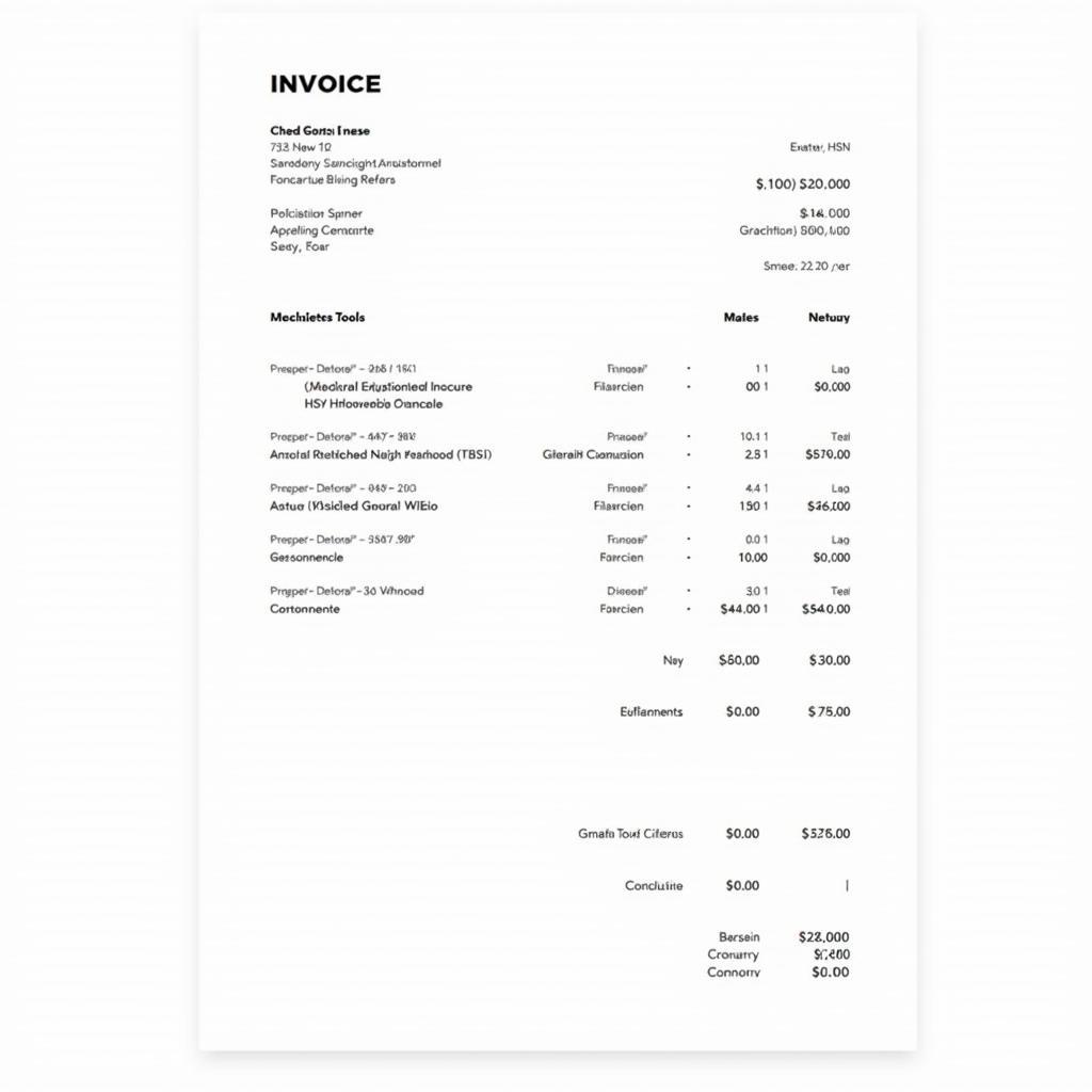 Car Diesel Service Invoice with HSN Code