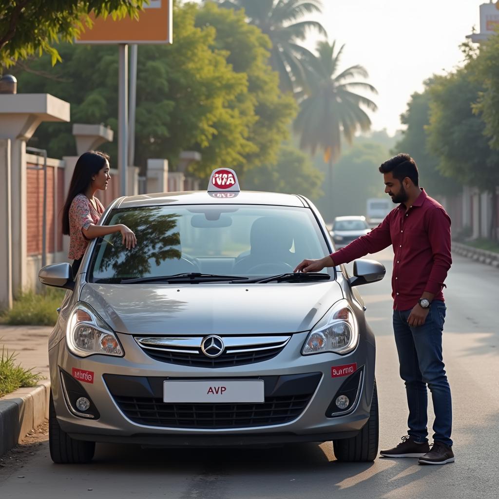 Car driving lessons in Ali Vihar, featuring a learner driver and instructor in a training vehicle.