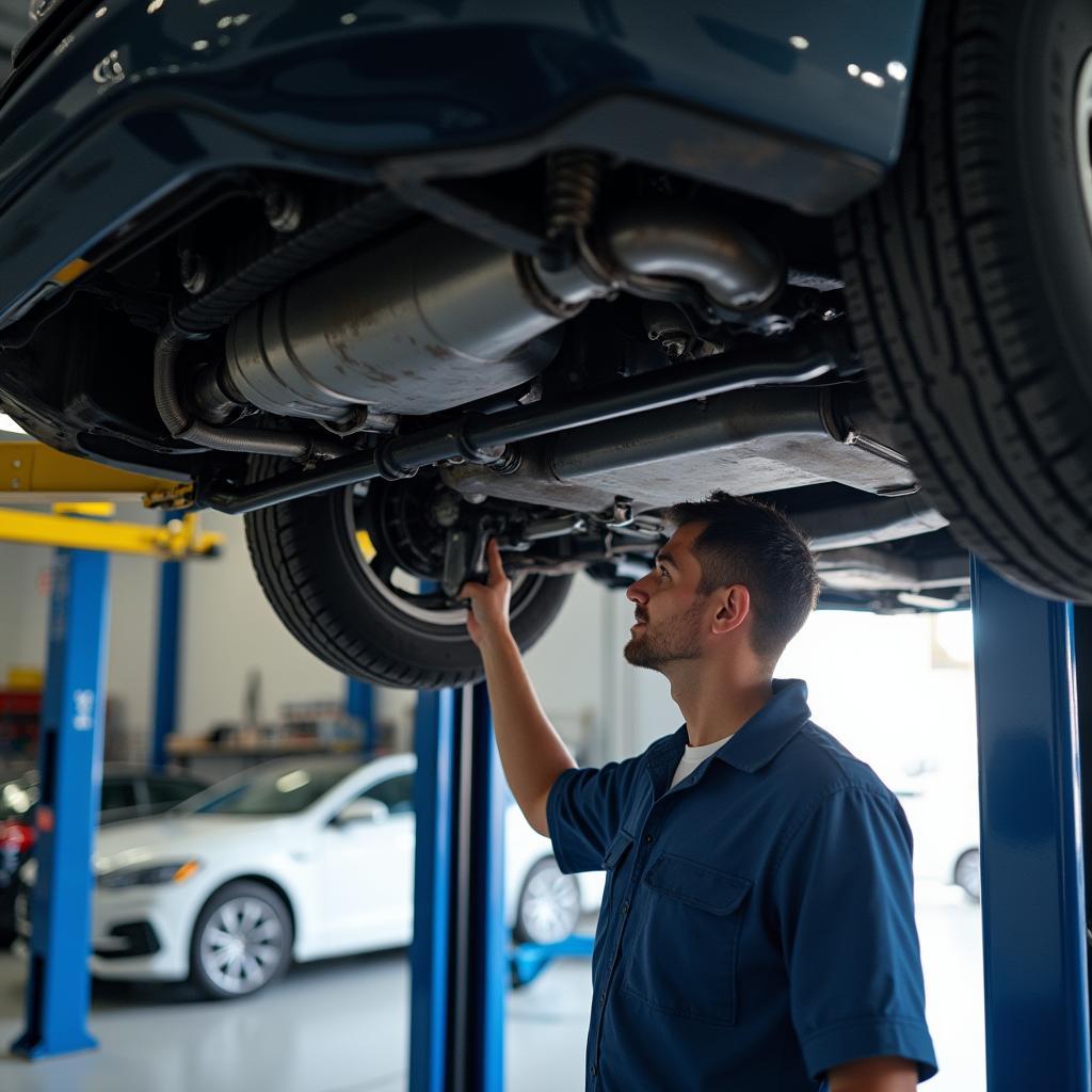 Car Undergoing First Service Checkup