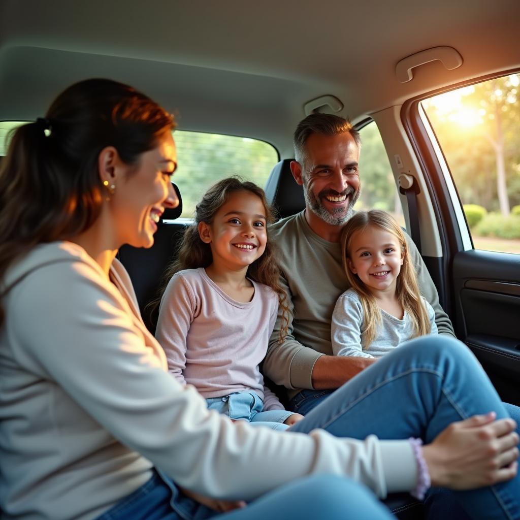 Family enjoying a car hire trip from Karad to Pune