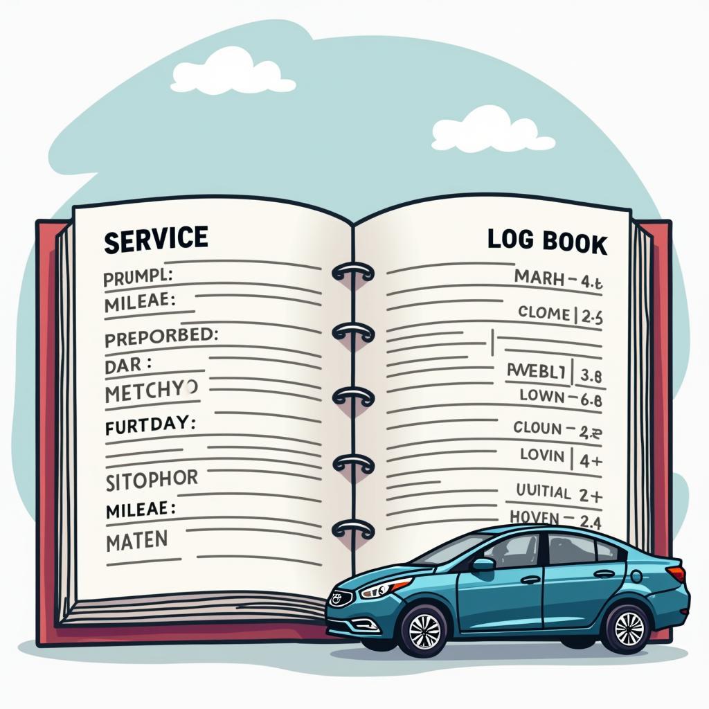 Car Log Book Service Record Showing Maintenance History