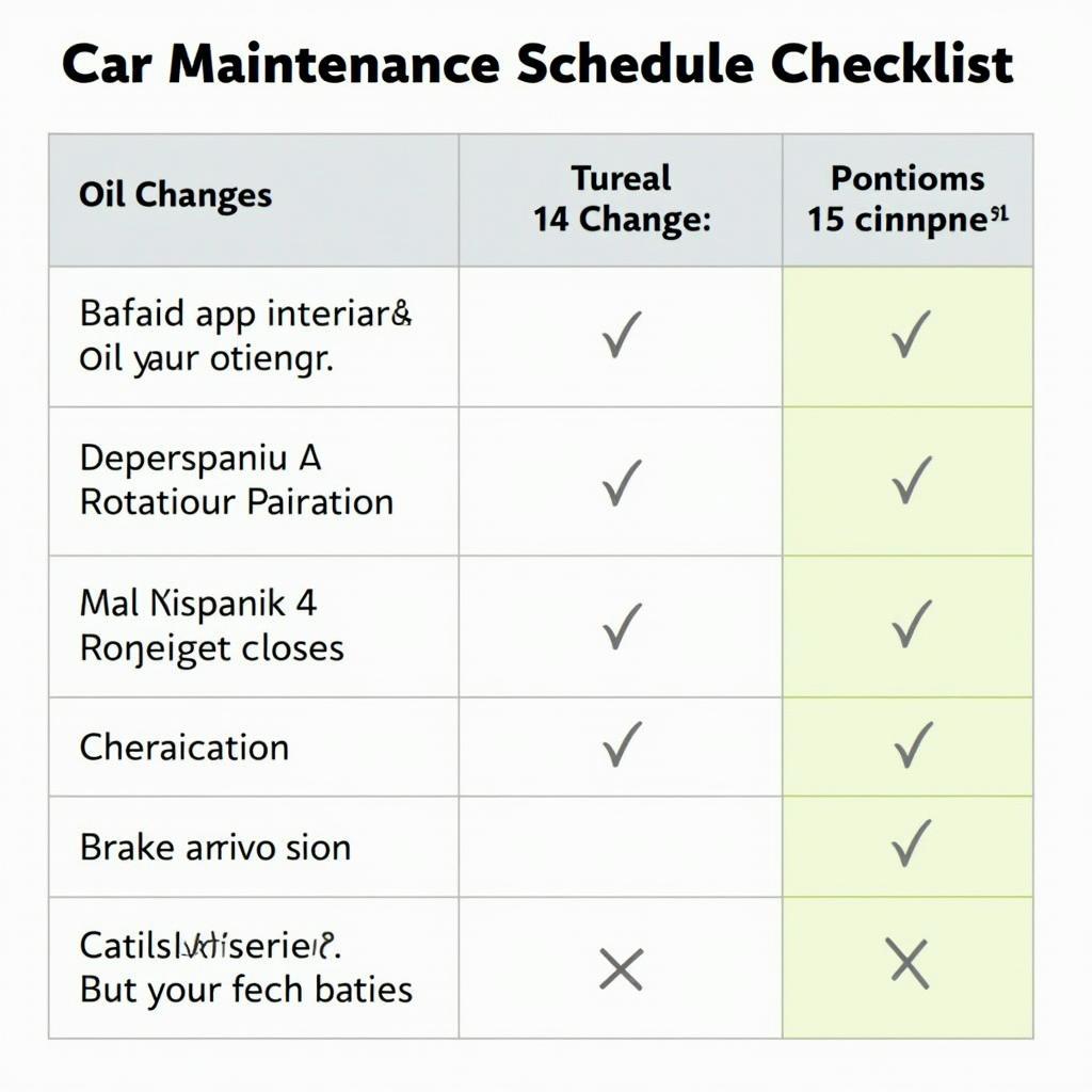 Car Maintenance Schedule Checklist