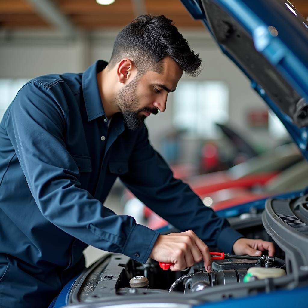 Car Mechanic Checking Engine in Jalandhar