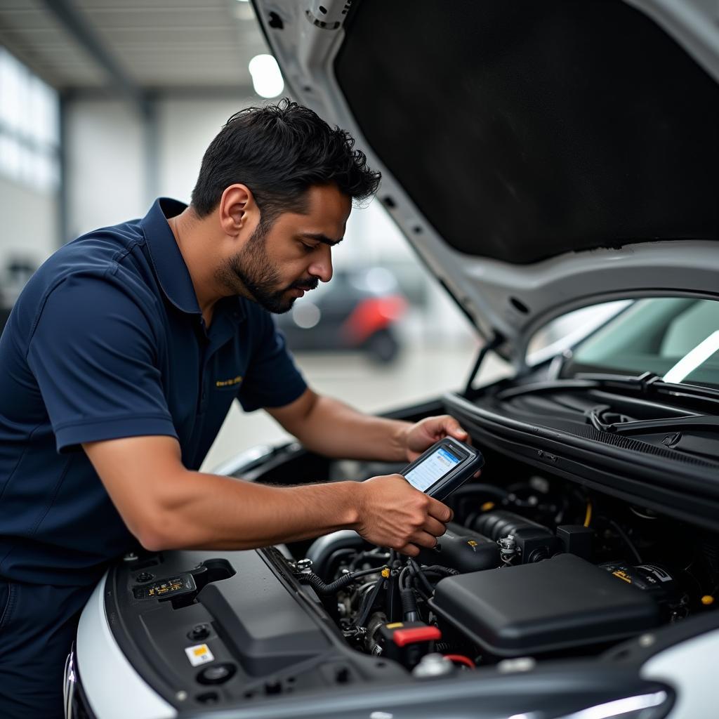 Car Mechanic Checking Engine in Trichy