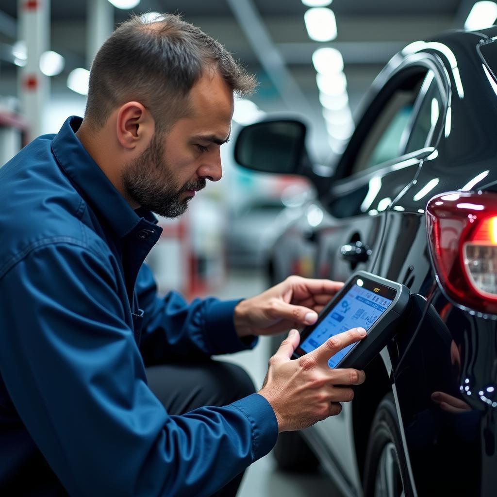 Car Mechanic Diagnosing Vehicle in Rajahmundry