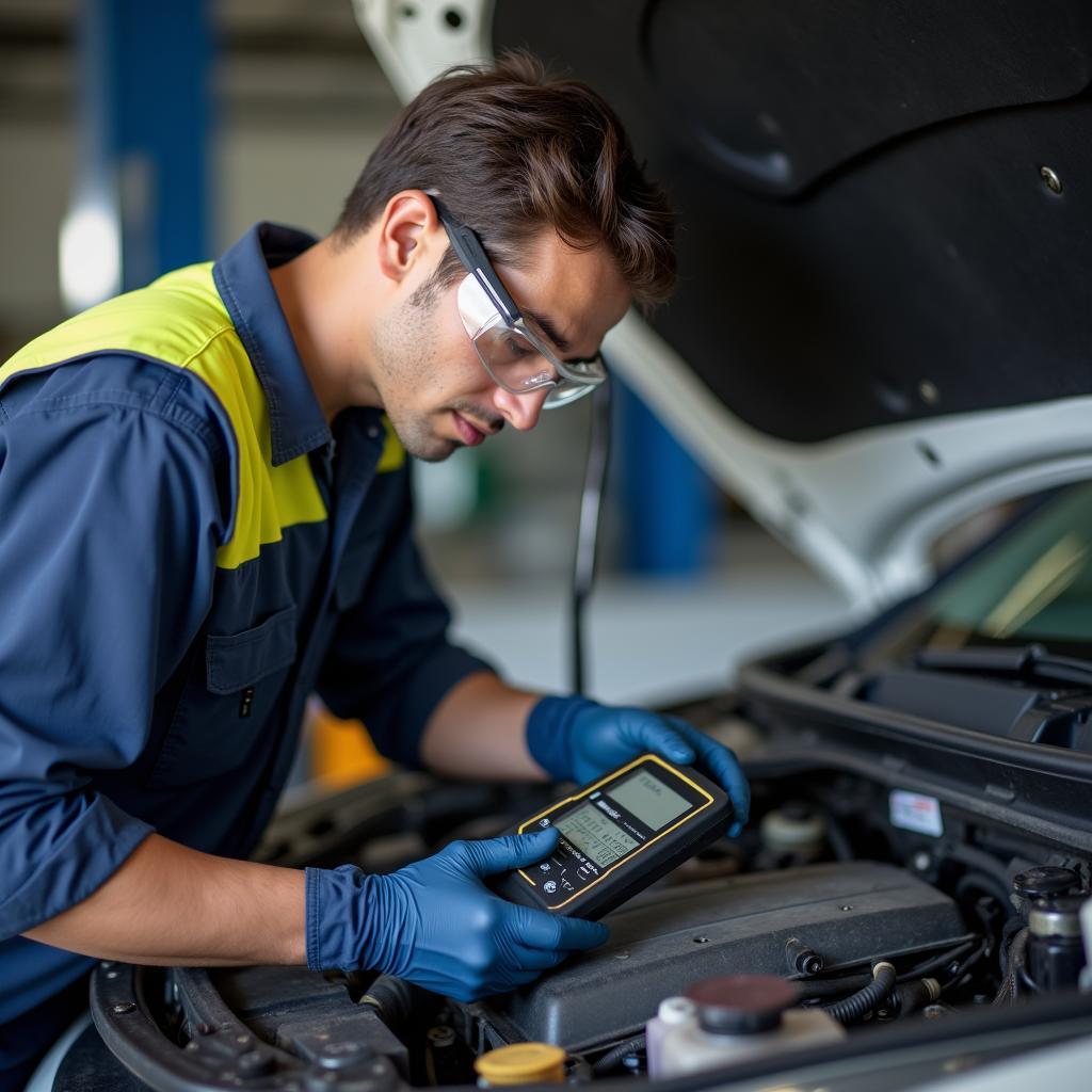 Car Mechanic Performing Water Service in India