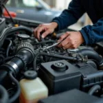 Mechanic Working on Engine Free HD Photo