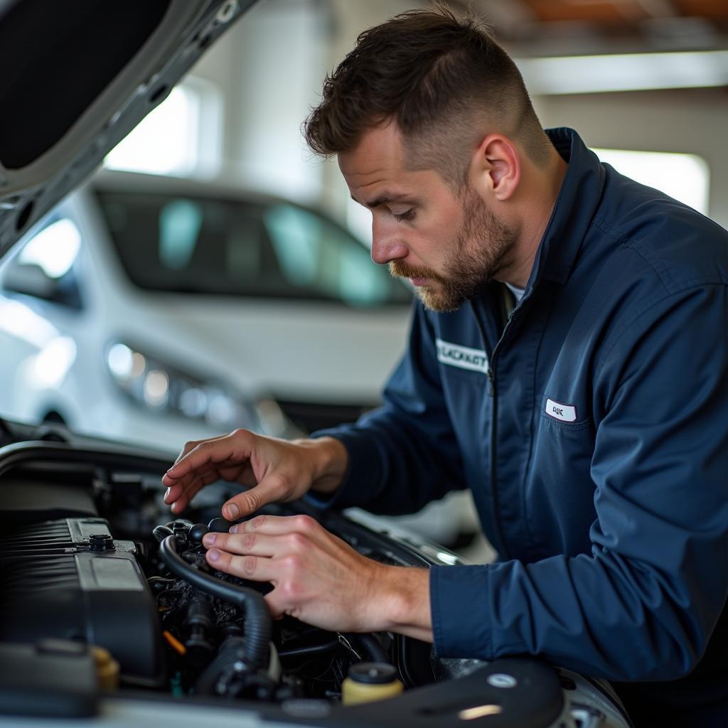 Mechanic Performing Maintenance After Pickup