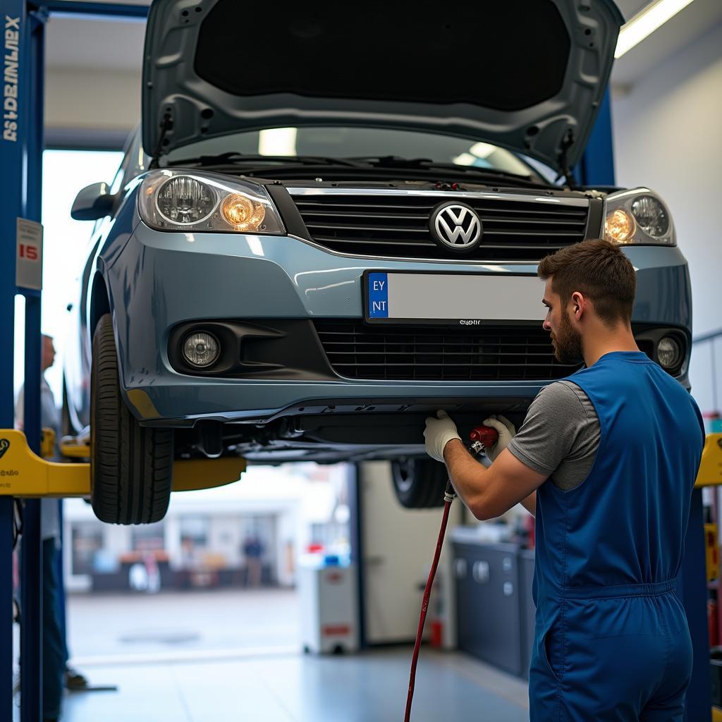 Car on Lift for LPG Inspection