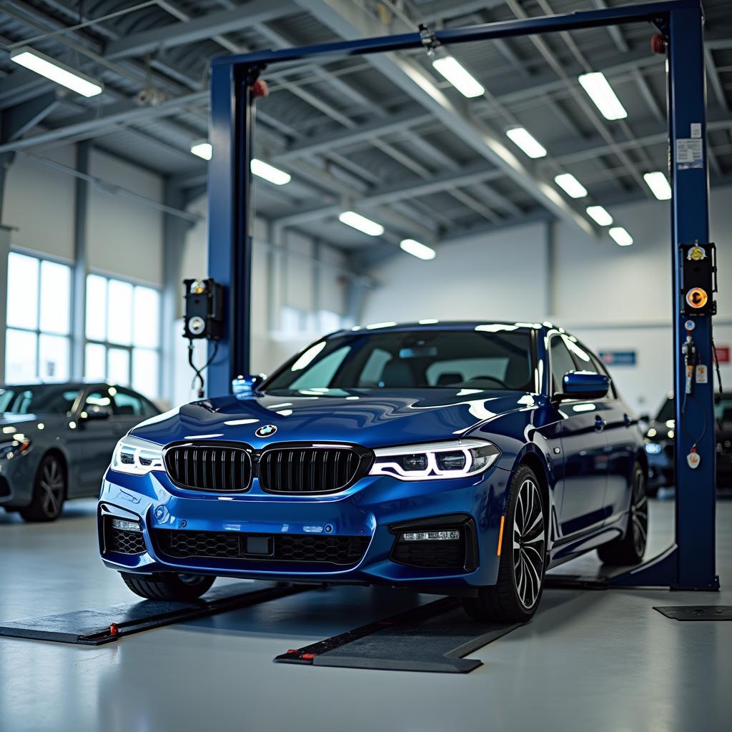 Car on Lift in Service Center