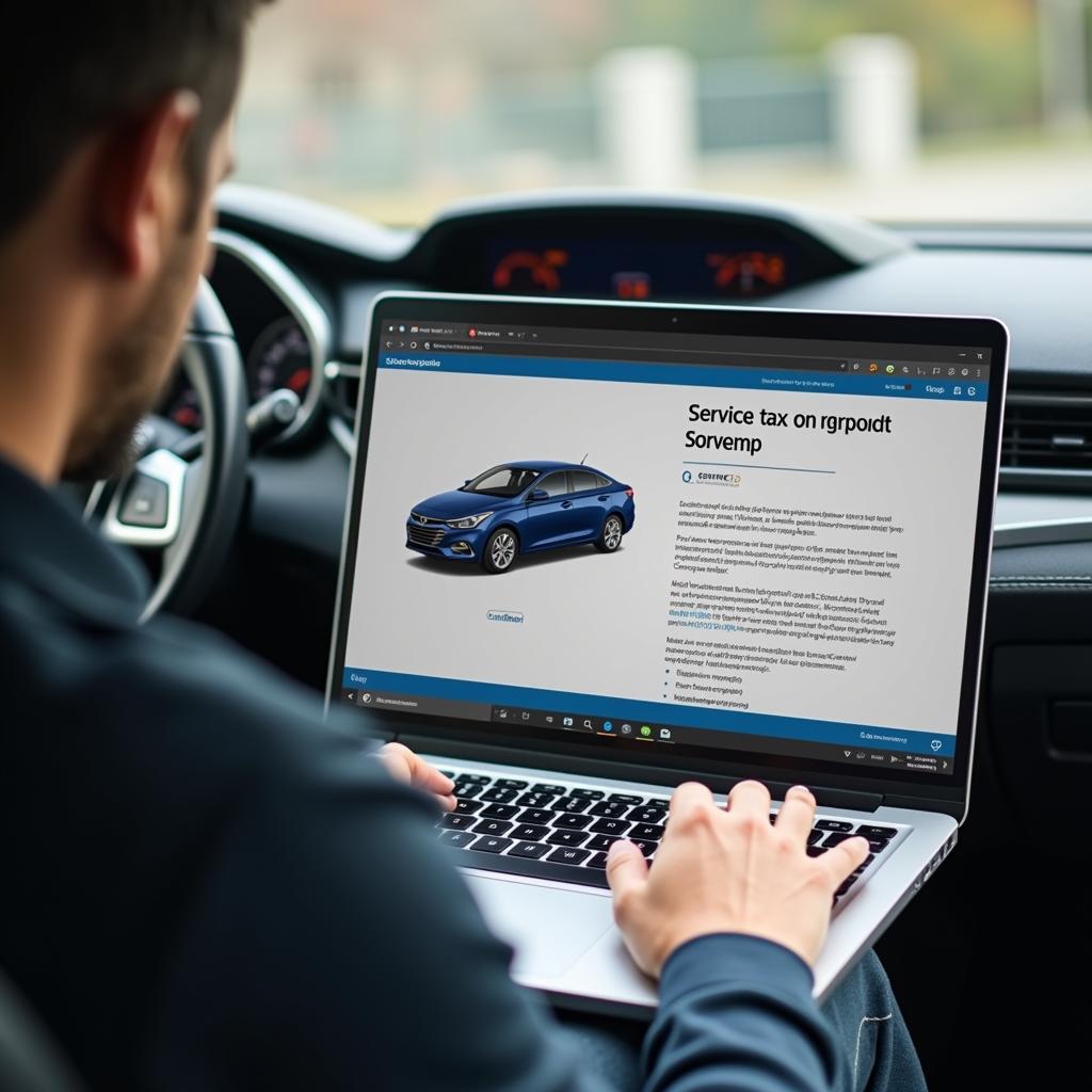 Car Owner Reviewing Service Tax Information Online