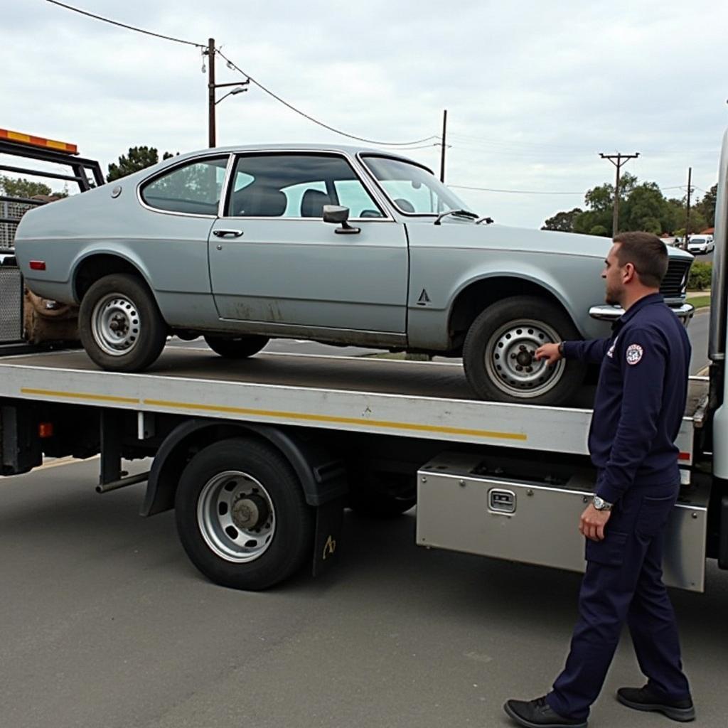 Tow Truck Picking Up a Scrap Car in Perth