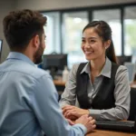 Car Rental Customer Service Representative Assisting Customer