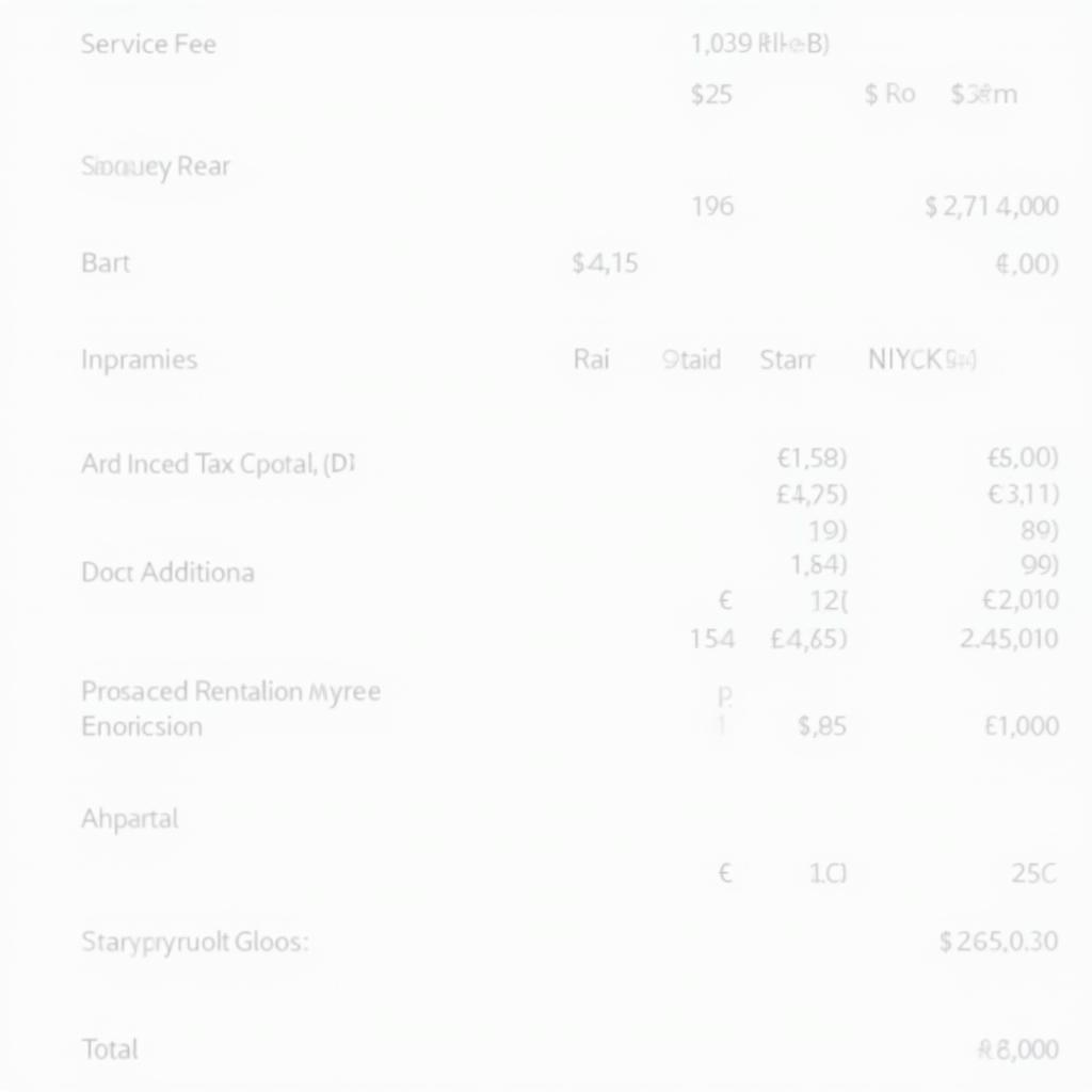 Example Car Rental Invoice with Service Tax Breakdown